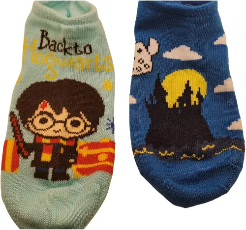 Vista 5 de Harry Potter Paquete de 5 calcetines invisibles para niños o niñas, 3 opciones de patrón, personajes y casas de Hogwarts, talla 6-8.5, Harry Potter
