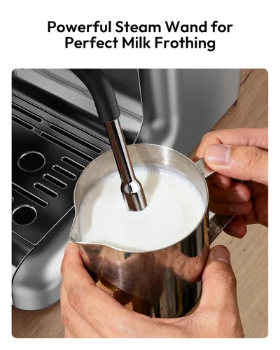 Vista 5 de EUHOMY Máquina de Espresso con Molinillo, Cafetera de 20 Bares con Varilla de Vapor para Espumar Leche, Máquinas de Café Espresso Profesionales