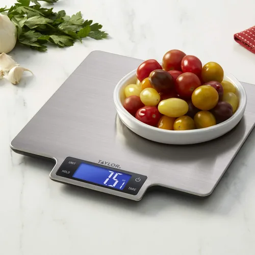 Vista 2 de Taylor - Báscula digital ultraprecisa de acero inoxidable para cocina doméstica, de 22 libras, una, color plateado