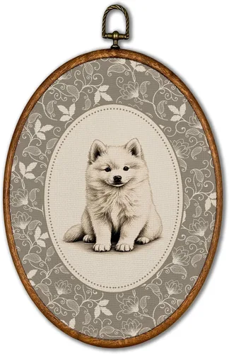 Vista 22 de KSDUT Arte de pared ovalado de perro pastor australiano floral retro de 8.6