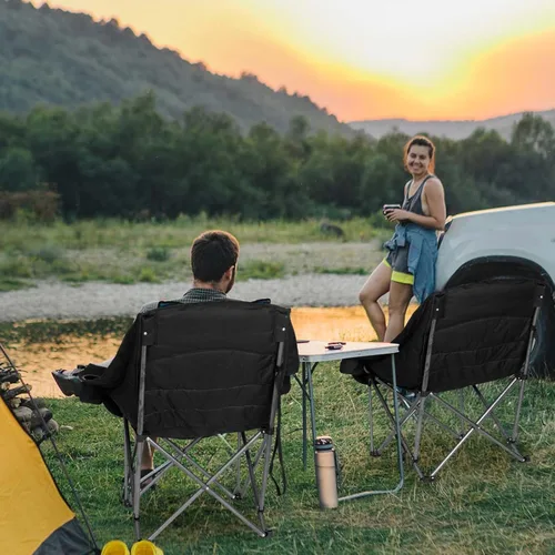 Vista 2 de Bolosy Paquete de 2 Sillas de Camping de Gran Tamaño para Adultos de Servicio Pesado Sillas Plegables para Exteriores Acolchadas Sillas de Césped