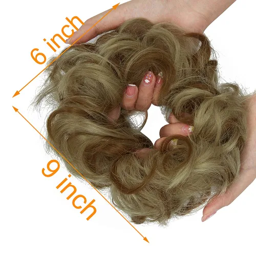 Vista 2 de OMGREAT Extensiones de cabello de moño desordenado, rizado, ondulado, recogido, sintético, para coleta, accesorios para el cabello para mujeres