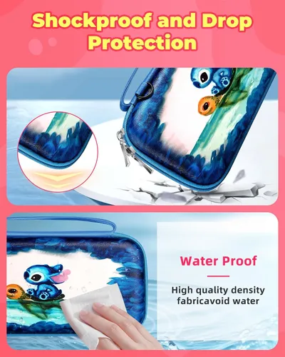 Vista 4 de Xinocy Carrying Case for Nintendo SwitchSwitch OLED Travel Carry Cases for Teen Kids Boys Girls Cute Kawaii Girly Cartoon Portable Hard Shell Covers