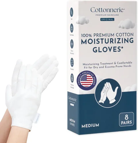 Vista 15 de 4 Pairs Cottonnerie Original Cotton Gloves for Dry Hands Sleeping, Moisturizing Gloves Overnight, Hand Moisturizer Gloves, Moisture Gloves for Dry