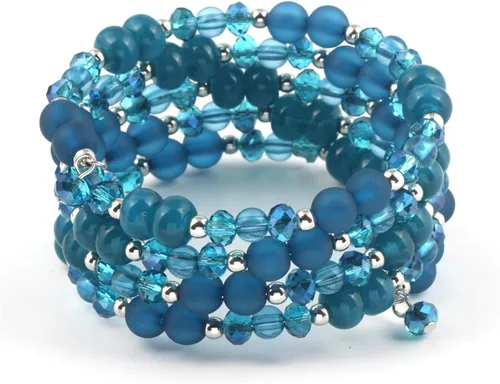 Vista 9 de Coiris Pulsera de cuentas amarillas de múltiples capas, pulsera ajustable para mujer BR1202