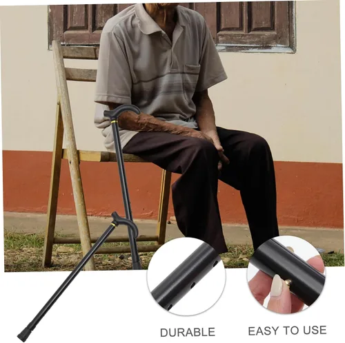 Vista 7 de Bastón de aleación de aluminio de altura ajustable para personas mayores, ligero, diseño de mango ergonómico para hombres y mujeres, color negro