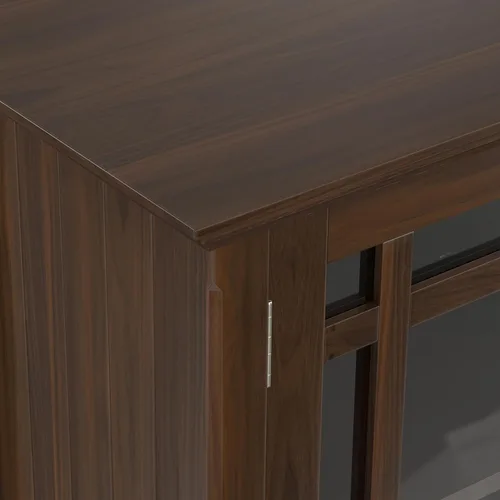 Vista 7 de SIMPLIHOME Bedford - Aparador de madera maciza de 62 pulgadas de ancho en marrón moreno Aparador de buffet de transición con puertas de vidrio