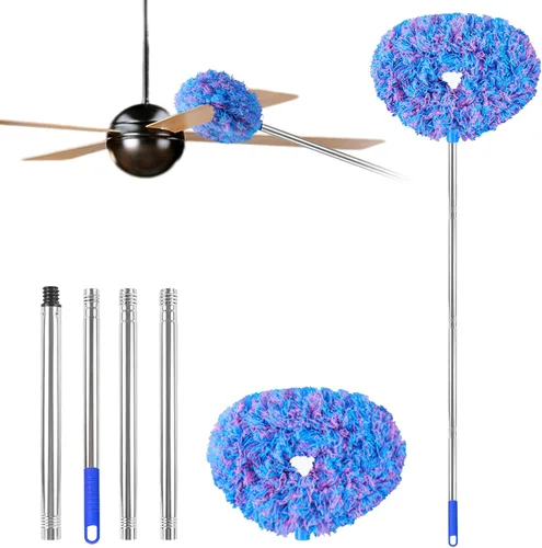 Vista 15 de Limpiador de Ventilador de Techo Plumero Reutilizable de Microfibra Limpiador de Aspas de Ventilador de Techo Plumero Extraíble con Poste