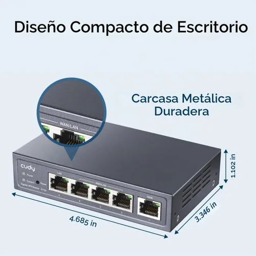 Vista 4 de Enrutador Cudy Gigabit Multi-WAN, OpenWRT, balance de carga, 5X GbE, R700 OpenWRT-ready Multi-WAN tunnel gateway, 5x GbE ports