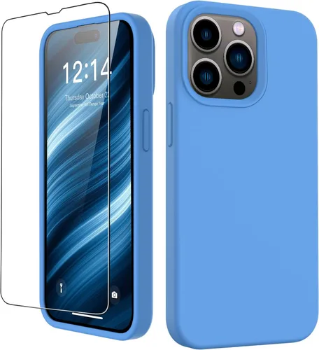 Vista 21 de FUNMIKO Funda compatible con iPhone 15 con protector de pantalla, silicona líquida suave y sedosa mejorada, diseñada a la moda para hombres, mujeres