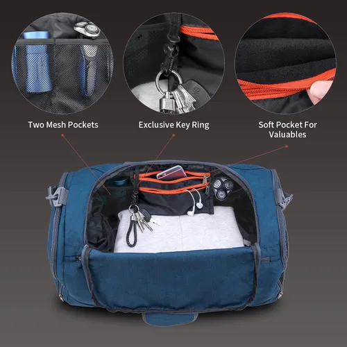 Vista 4 de Canway - Bolsa deportiva para gimnasio, bolsa de lona para viaje con compartimento para bolsa húmedo y para zapatos para hombres y mujeres, de 45 L