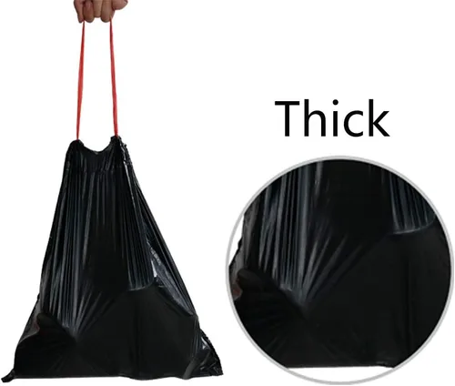 Vista 6 de Begale Bolsas de basura con cordón de 7 galones, color negro, 110