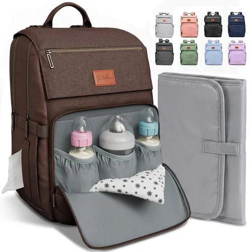 Vista 26 de PILLANI - Mochila grande para llevar pañales de bebé, para viajar, cambiador incluido, producto esencial para recién nacidos, artículos para mamá