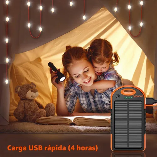 Vista 3 de Tira de luces para interiores y exteriores con cargador de panel solar, impermeable, recargable, 17 luces LED, desmontables de 30 pies de largo, 7