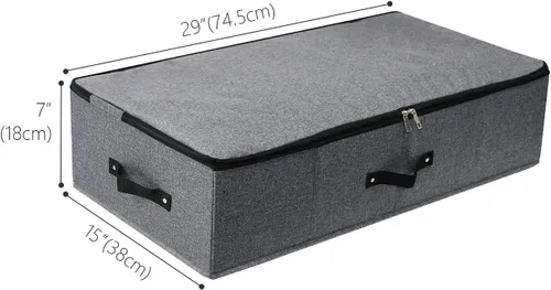 Vista 2 de 2 cajas de almacenamiento plegables debajo de la cama con forro de soporte de plástico, asas, tapa con cremallera, mantas, ropa y edredones