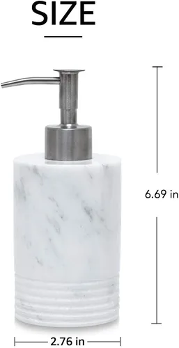 Vista 2 de JIMEI Dispensador de jabón de mármol con bomba de acero inoxidable para encimera de baño, cocina, dispensador de loción y líquido, botella de jabón