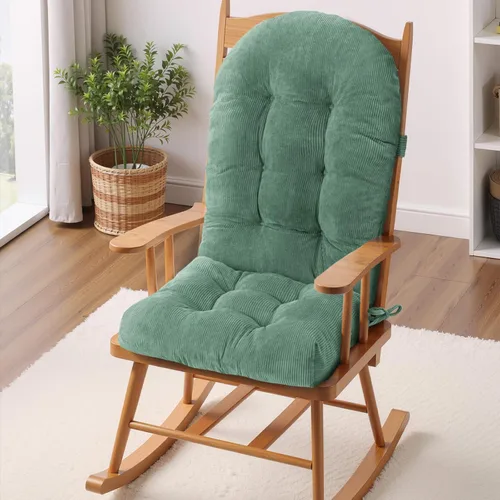 Vista 31 de Cojín para Silla Mecedora - Tela de Chenilla, Esponja de Alta Densidad, Almohadillas de Asiento Copetudas Antideslizantes y Duraderas con Lazos
