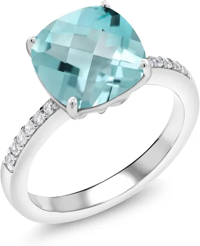 Vista 74 de Gem Stone King Anillo de compromiso de plata de ley 925 con piedra preciosa de corte cojín de 0.39 pulgadas Anillo de compromiso de aniversario