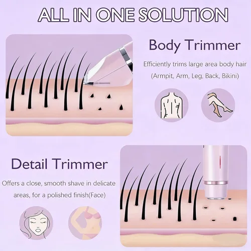 Vista 4 de Bikini Trimmer for Women 2-in-1 Waterproof Electric Shaver,Purple2 Púrpura
