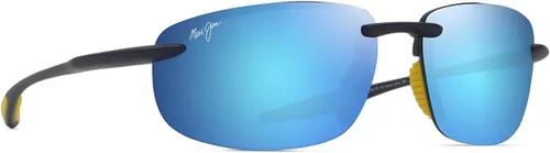 Vista 2 de Maui Jim Gafas de sol unisex Hookipa Ultra Rectangular Mate sólido azul oscuro W/amarillo/azul Hawaii polarizado