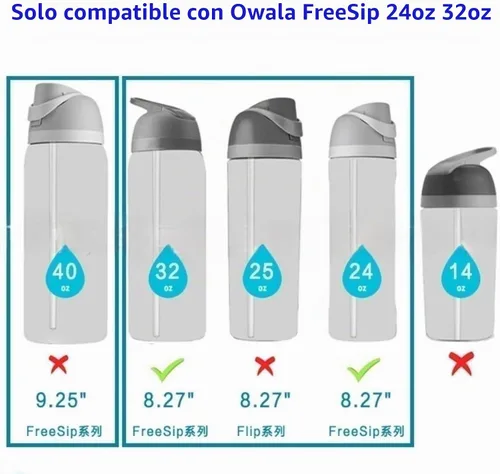 Vista 2 de Paquete de 6 popotes de repuesto para botella de agua Owala FreeSip de 24 onzas / 32 onzas, popotes reutilizables sin BPA transparentes con cepillo