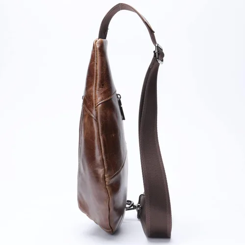 Vista 4 de Hebetag Bolso bandolera de cuero casual para hombres y mujeres, para viajes al aire libre, senderismo, campamento, hombro, pecho