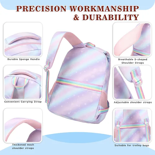 Vista 4 de Mochila escolar para niñas, mochila para computadora portátil, mochila escolar linda para niños y jardín de infantes, mochilas grandes para mujeres