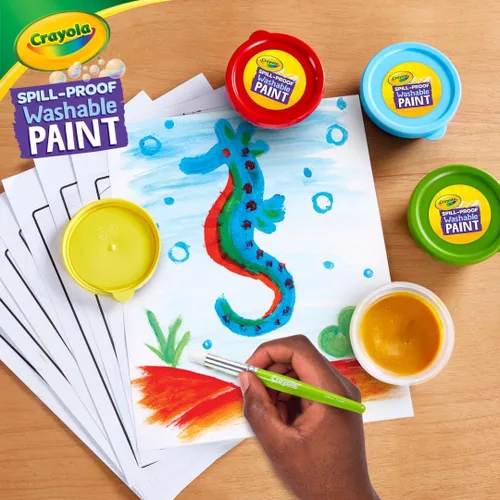 Vista 6 de Crayola Juego de pintura a prueba de derrames (5 quilates), pintura lavable para niños, suministros de manualidades para aulas, suministros escolares