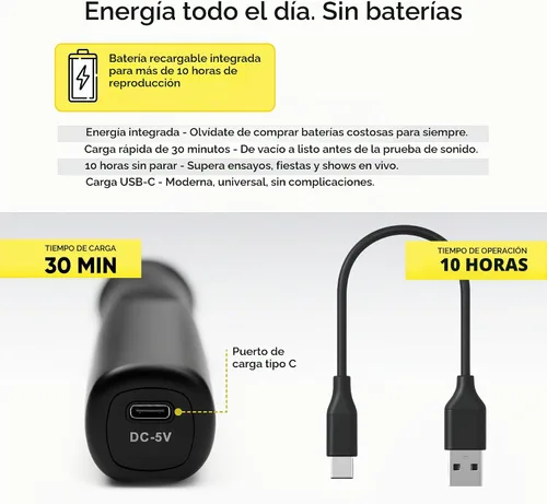 Vista 3 de Sistema de Micrófono Inalámbrico Bowens – Micrófono Inalámbrico para Karaoke con Receptor, Control de Eco, Pantalla LCD, Carga USB-C, Adaptador