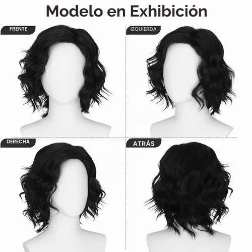 Vista 4 de Yan Dream Peluca rizada negra para hombre, peluca de pelo corto para Negro