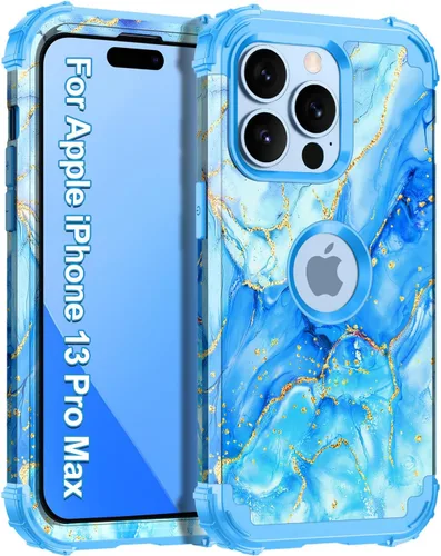 Vista 10 de Casetego Funda para iPhone 13 Pro Max, que brilla en la oscuridad, tres capas, resistente, a prueba de golpes, protección completa, policarbonato