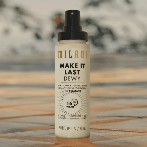 Vista 7 de Milani Make It Last Dewy - Spray fijador para maquillaje, acabado húmedo 3 en 1. Prima, fija e hidrata. Hasta 16 horas de uso. Formulado con una