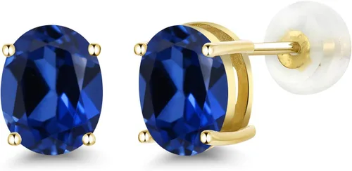 Vista 340 de Gem Stone King Aretes de oro de 14 quilates con piedra natal ovalada de 0.315 x 0.236 in Aretes de oro para mujer