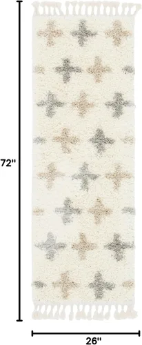 Vista 2 de Unique Loom Hygge Shag Collection - Alfombra moderna de inspiración marroquí, diseño geométrico, felpa y acogedora