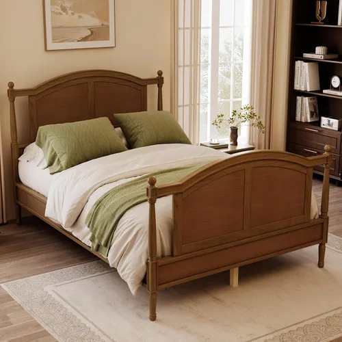 Vista 15 de Harper & Bright Designs Marco de cama doble con cama nido, plataforma para niños, cama doble con cama nido extraíble, madera maciza, no necesita