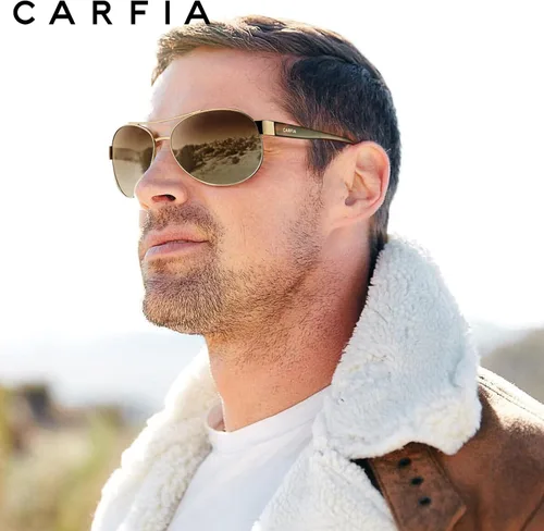 Vista 2 de CARFIA Classic Polarized Sunglasses for Men Women UV400 Protection Pilot Metal Frame Mirror Lens Eyewear