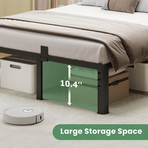 Vista 5 de NKZ Base de cama individual de 12 pulgadas, plataforma de metal resistente con patas de esquina redondas, soporte de listones de acero resistente