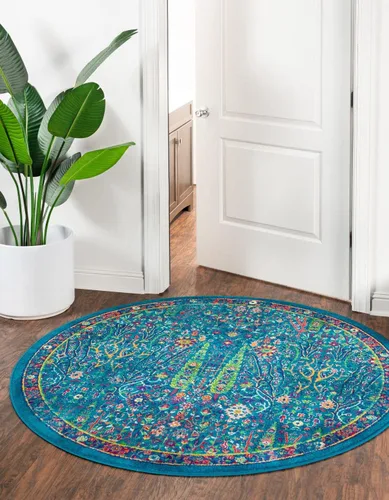Vista 20 de Unique Loom Calypso Collection - Alfombra rectangular de 2 x 3 pies, color aguamarina y azul marino