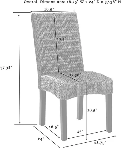 Vista 5 de Crosley Furniture Edgewater - Juego de 2 sillas de comedor de ratán de fibra natural tejidas a mano, color hierba marina