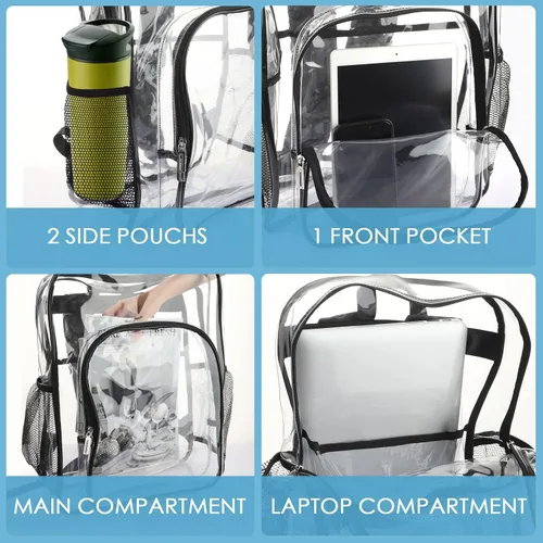 Vista 9 de Mochila transparente de PVC grande resistente Mochila transparente, Gris, Transparente