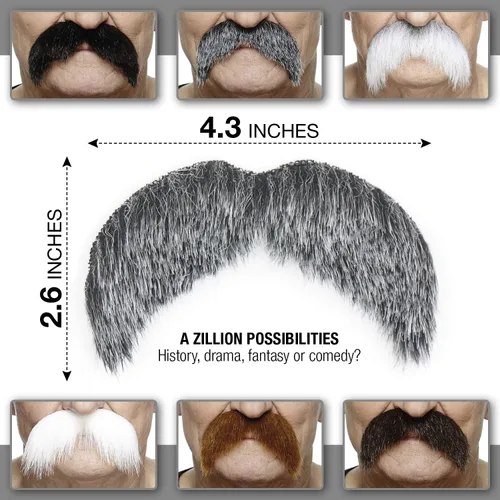 Vista 8 de Mustaches Bigotes falsos autoadhesivos, original, estilo morsa, M
