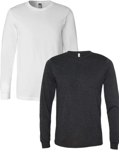 Vista 165 de Canvas Filmore 3501 - Camiseta de 4.2 onzas para hombre manga larga (1) Ceniza + (1) Jaspeado atlético
