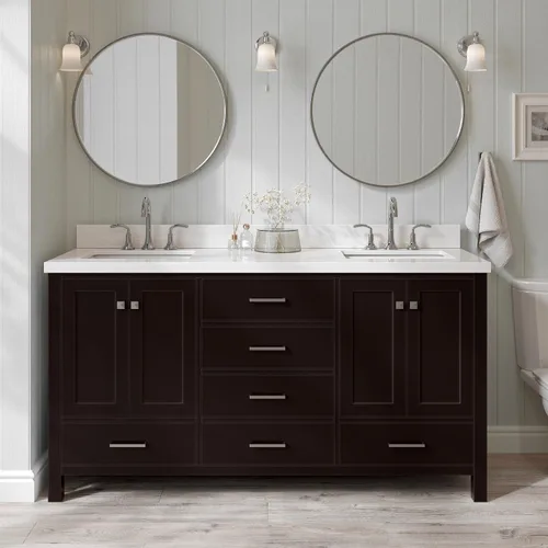 Vista 41 de ARIEL Cambridge - Mueble de baño con lavabo de 42 pulgadas, madera maciza, encimera de cuarzo blanco puro de 1.5 pulgadas, fregadero rectangular