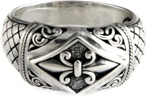 Vista 2 de NOVICA Anillo artesanal hecho a mano de plata de ley 925 con cúpula indonesia 'Fleur De Lis