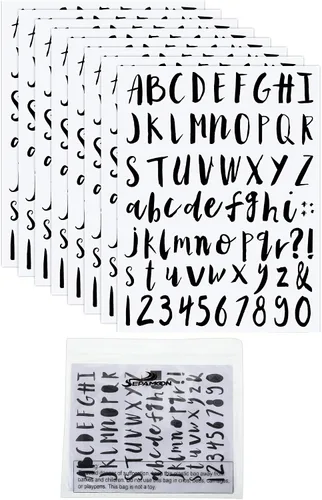 Vista 8 de 552 piezas de 8 hojas de calcomanías de vinilo de letras y números, kit navideño de calcomanías autoadhesivas de números del alfabeto cursivo