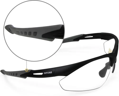 Vista 4 de YIFAN Z87 - Gafas de pickleball de seguridad anti niebla y arañazos para hombres y mujeres con marco negro Envoltura 100% protección UV