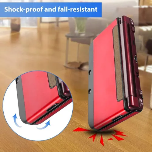 Vista 5 de Funda protectora rígida para Nintendo 3DS LL XL 2015 versión, controlador protector de piel cubierta contra peligros y arañazos cotidianos - rojo