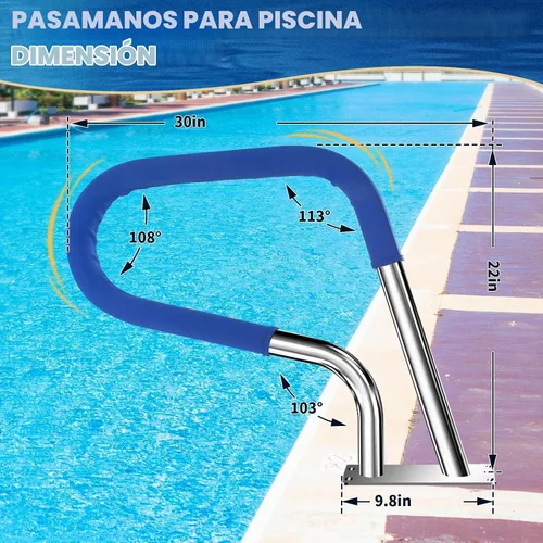 Vista 2 de Barandilla de piscina enterrada de 30x22 con cubierta, barandilla de piscina 304SS para piscina