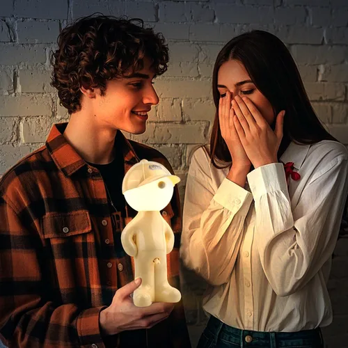 Vista 5 de Lámpara de Mesa Divertida con Interruptor de Palanca, Luz Nocturna Recargable para Mesita de Noche, Regalo Broma de Elefante Blanco con Sentido