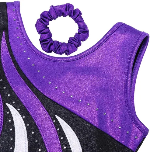 Vista 3 de BAOHULU Leotardo de gimnasia para niñas, pantalones cortos de gimnasia con banda elástica
